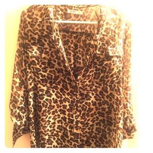 Old Navy sheer leopard print button down.